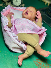 Load image into Gallery viewer, AVAILABLE silicone baby doll Romy soft blend platinum cure silicone WITH HAIR (Copy)
