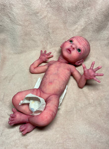 CUSTOM Prototype full body Silicone premature baby doll Amelia (baby girl ) in soft blend with armatures