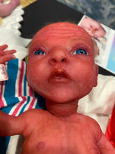 Load image into Gallery viewer, AVAILABLE AWARD WINNING Prototype full body Silicone premature baby doll Amelia (baby girl ) in soft blend with HAIR
