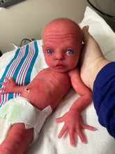 Load image into Gallery viewer, AVAILABLE AWARD WINNING Prototype full body Silicone premature baby doll Amelia (baby girl ) in soft blend with HAIR
