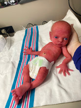 Load image into Gallery viewer, AVAILABLE AWARD WINNING Prototype full body Silicone premature baby doll Amelia (baby girl ) in soft blend with HAIR
