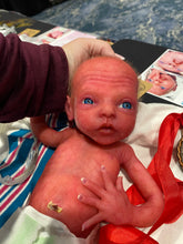 Load image into Gallery viewer, AVAILABLE AWARD WINNING Prototype full body Silicone premature baby doll Amelia (baby girl ) in soft blend with HAIR
