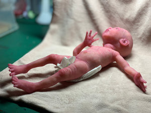 CUSTOM Prototype full body Silicone premature baby doll Amelia (baby girl ) in soft blend with armatures