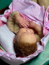Load image into Gallery viewer, AVAILABLE silicone baby doll Romy soft blend platinum cure silicone WITH HAIR (Copy)
