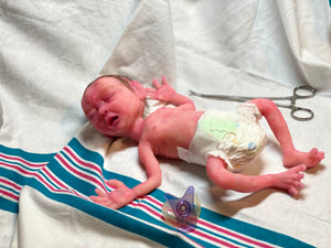 AVAILABLE Full body silicone baby girl crier 12" ROOTED