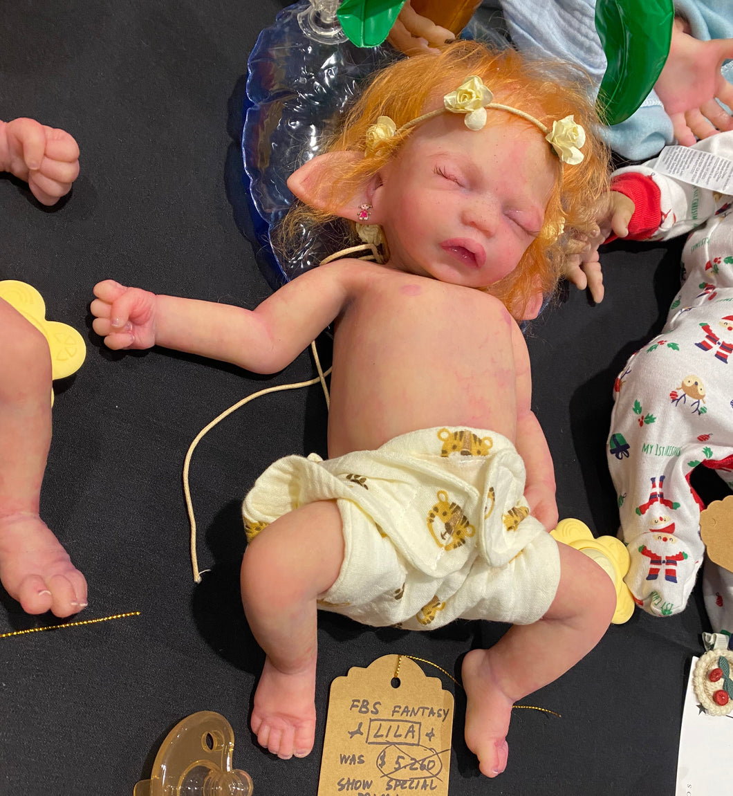 AVAILABLE full body silicone baby fairy LILA in soft blend WITH HAIR