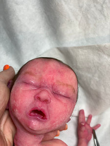 AVAILABLE Full body silicone baby girl crier 12" ROOTED