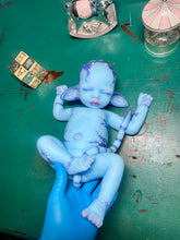 Load image into Gallery viewer, Custom full body silicone avatar inspired baby LILA in soft blend BALD

