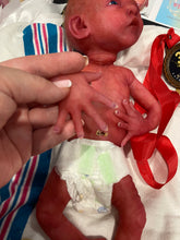 Load image into Gallery viewer, AVAILABLE AWARD WINNING Prototype full body Silicone premature baby doll Amelia (baby girl ) in soft blend with HAIR
