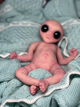 Load image into Gallery viewer, CUSTOM Full body silicone mini baby girl Alien  in super soft blend 9.4”
