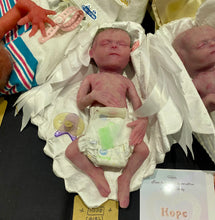 Load image into Gallery viewer, AVAILABLE Prototype full body silicone baby girl Hope 12” (ultra premature baby) in super soft platinum silicone, rooted
