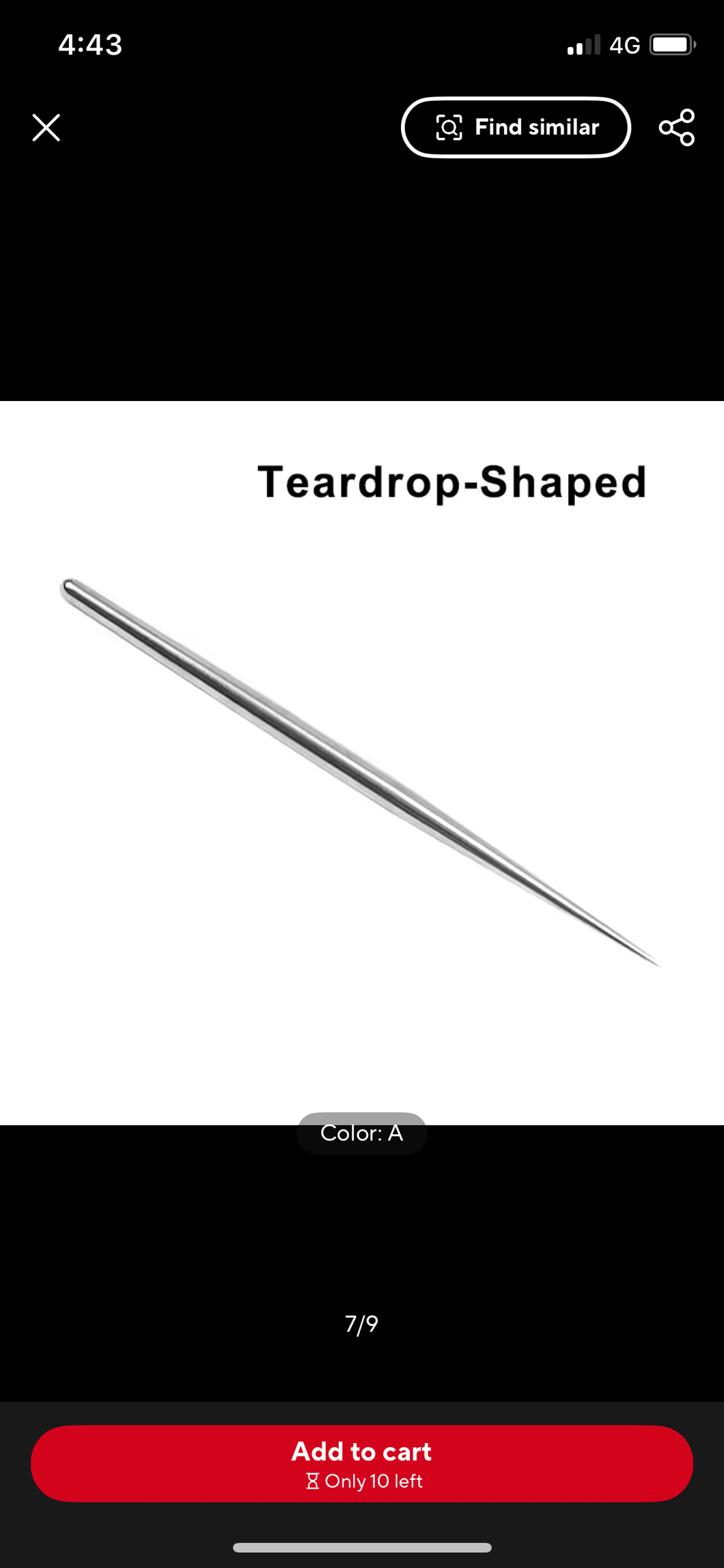 Sculpting tool (teardrop shaped needle)