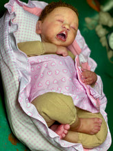 Load image into Gallery viewer, AVAILABLE silicone baby doll Romy soft blend platinum cure silicone WITH HAIR (Copy)
