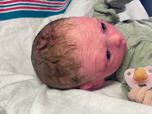Load image into Gallery viewer, AVAILABLE PROTOTYPE silicone cuddle Ollie in soft blend with APPLIED (glued on) HAIR
