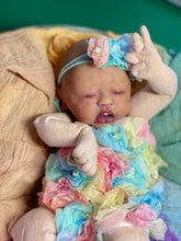 Load image into Gallery viewer, AVAILABLE PROTOTYPE silicone cuddle baby doll Romy soft blend platinum cure silicone WITH HAIR
