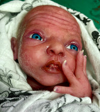 Load image into Gallery viewer, AVAILABLE AWARD WINNING Prototype full body Silicone premature baby doll Amelia (baby girl ) in soft blend with HAIR
