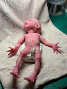 CUSTOM Prototype full body Silicone premature baby doll Amelia (baby girl ) in soft blend with armatures