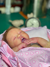 Load image into Gallery viewer, AVAILABLE silicone baby doll Romy soft blend platinum cure silicone WITH HAIR (Copy)
