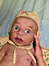 Load image into Gallery viewer, AVAILABLE Full body silicone baby boy Blu’ with armatures WITH HAIR
