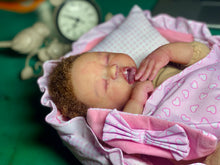 Load image into Gallery viewer, AVAILABLE silicone baby doll Romy soft blend platinum cure silicone WITH HAIR (Copy)
