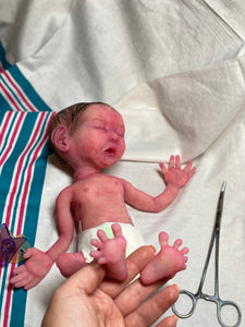 AVAILABLE Full body silicone baby girl crier 12" ROOTED