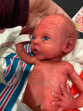 Load image into Gallery viewer, AVAILABLE AWARD WINNING Prototype full body Silicone premature baby doll Amelia (baby girl ) in soft blend with HAIR
