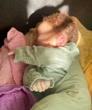 Load image into Gallery viewer, AVAILABLE PROTOTYPE silicone cuddle baby doll Romy soft blend platinum cure silicone WITH HAIR
