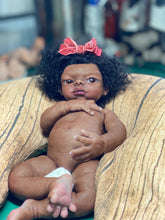 Load image into Gallery viewer, Full body silicone kit Prada 11.5” (baby girl) in super soft blend in dark biracial skin colour in super super soft platinum silicone (custom)
