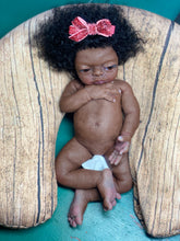 Load image into Gallery viewer, Full body silicone kit Prada 11.5” (baby girl) in super soft blend in dark biracial skin colour in super super soft platinum silicone (custom)
