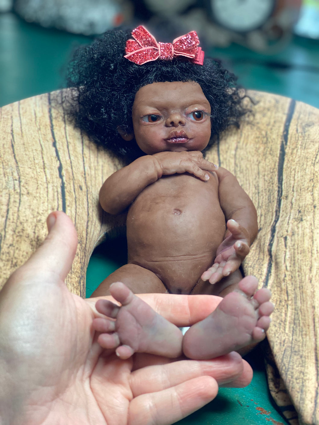 Full body silicone kit Prada 11.5” (baby girl) in super soft blend in dark biracial skin colour in super super soft platinum silicone (custom)