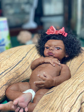 Load image into Gallery viewer, Full body silicone kit Prada 11.5” (baby girl) in super soft blend in dark biracial skin colour in super super soft platinum silicone (custom)
