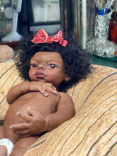 Load image into Gallery viewer, Full body silicone kit Prada 11.5” (baby girl) in super soft blend in dark biracial skin colour in super super soft platinum silicone (custom)
