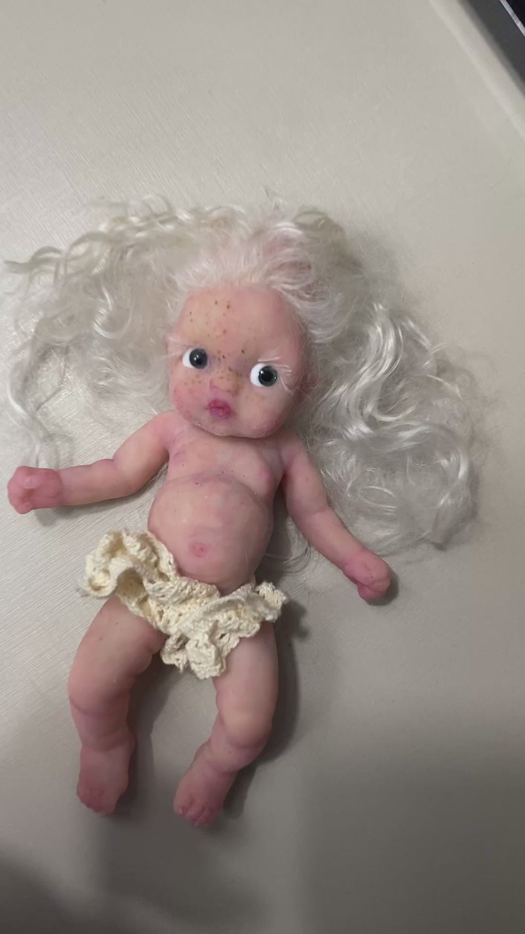 AVAILABLE full body silicone mini doll Laney (rooted)