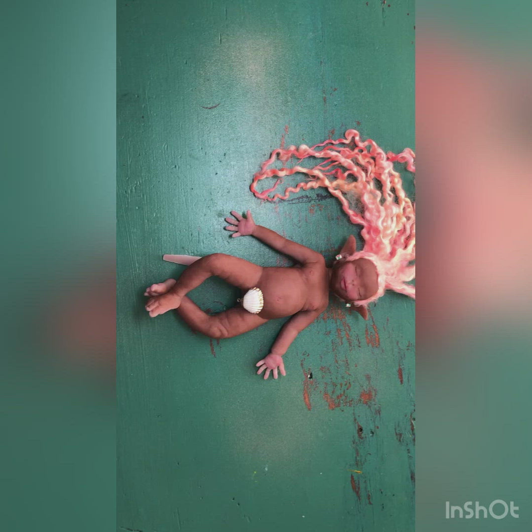 Biracial (African American) super soft Full body fantasy silicone baby girl Didi 8.5” rooted