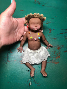 AVAILABLE Biracial (African American) super soft Full body silicone baby girl Didi 8.5” rooted