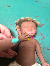 Load image into Gallery viewer, AVAILABLE Biracial (African American) super soft Full body silicone baby girl Didi 8.5” rooted
