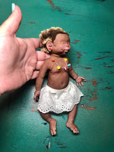 Load image into Gallery viewer, AVAILABLE Biracial (African American) super soft Full body silicone baby girl Didi 8.5” rooted
