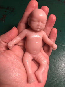 AVAILABLE Blank (unpainted) full body silicone mini kit Milly 4.5” in super soft blend with 3D skin effect