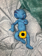 Load image into Gallery viewer, AVAILABLE Prototype Full body silicone fantasy baby Ana in soft blend, asleep, avatar inspired
