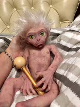 Load image into Gallery viewer, Full body silicone baby albino monkey Bibi in super soft marshmallow blend
