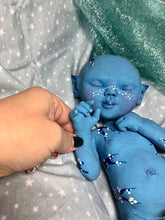 Load image into Gallery viewer, AVAILABLE Prototype Full body silicone fantasy baby Ana in soft blend, asleep, avatar inspired
