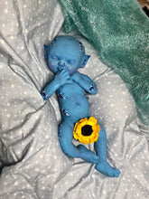 Load image into Gallery viewer, AVAILABLE Prototype Full body silicone fantasy baby Ana in soft blend, asleep, avatar inspired
