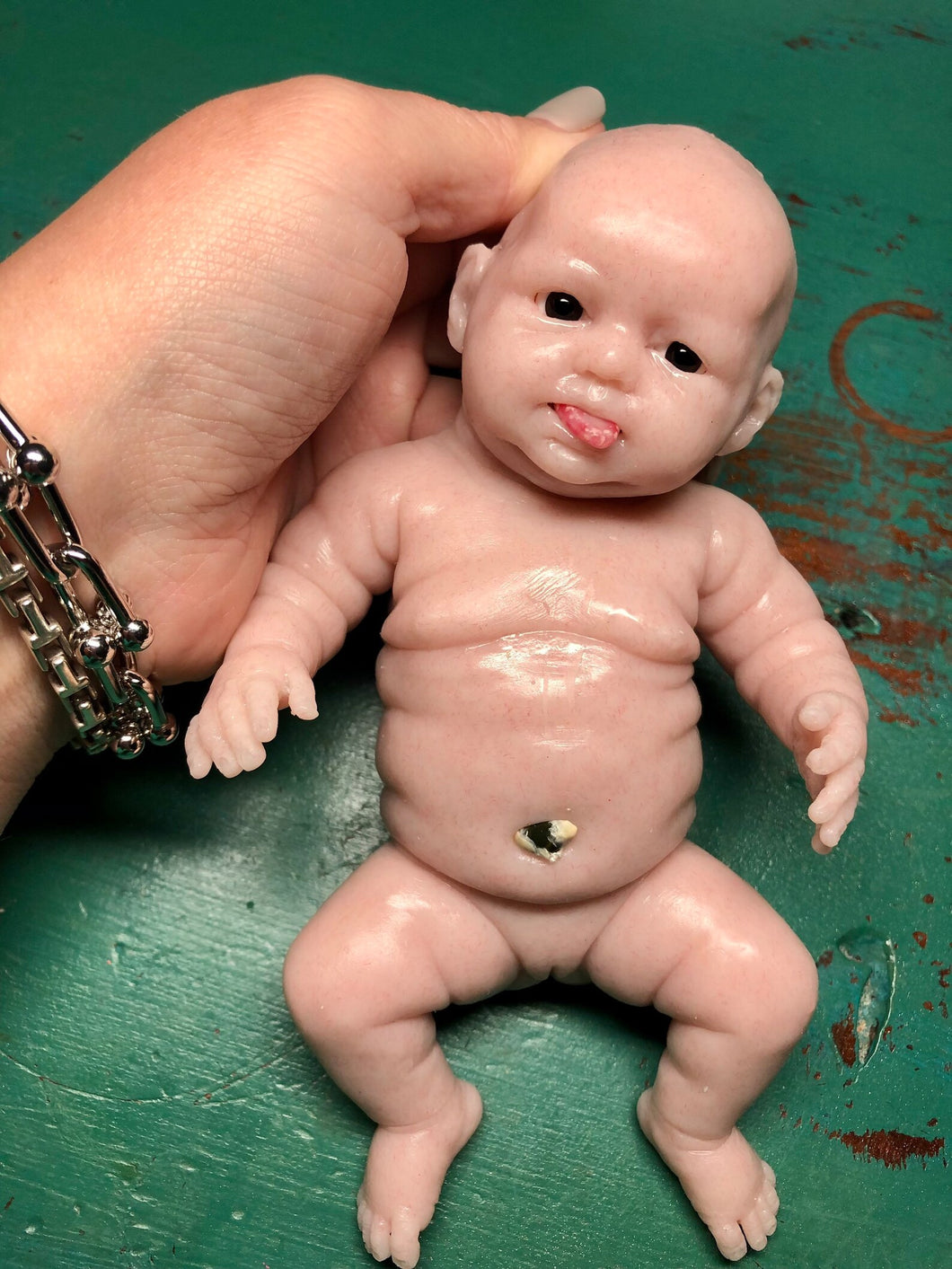 Blank (unpainted) full body silicone mini kit Vikki 9” in super soft blend with 3D skin effect