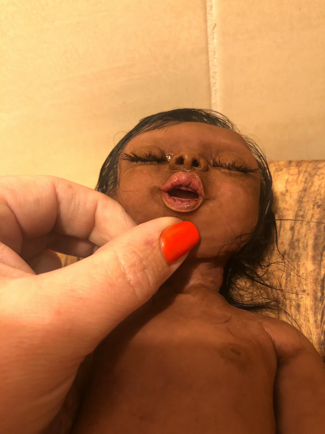 Full body silicone kit Prada 11.5” (baby girl) in super soft blend in dark biracial skin colour in super super soft platinum silicone