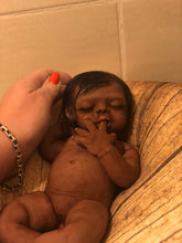 Load image into Gallery viewer, Full body silicone kit Prada 11.5” (baby girl) in super soft blend in dark biracial skin colour in super super soft platinum silicone
