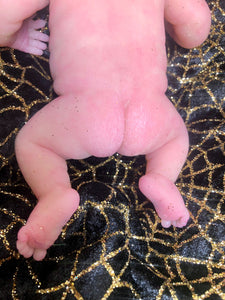 AVAILABLE prototype Little witch full body silicone baby Vikki 8” in soft blend #1 with 3D skin effect