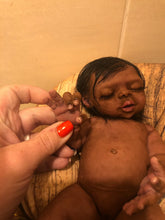 Load image into Gallery viewer, Full body silicone kit Prada 11.5” (baby girl) in super soft blend in dark biracial skin colour in super super soft platinum silicone
