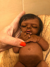 Load image into Gallery viewer, Full body silicone kit Prada 11.5” (baby girl) in super soft blend in dark biracial skin colour in super super soft platinum silicone
