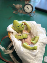 Load image into Gallery viewer, Custom Reborn fantasy vinyl baby Ozzy by Nadine Dolotova (Grinch / Werewolf / Elf inspired)
