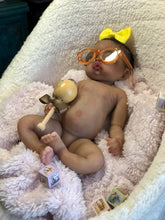 Load image into Gallery viewer, AVAILABLE full body silicone 10” doll Willow (with hair) in soft blend
